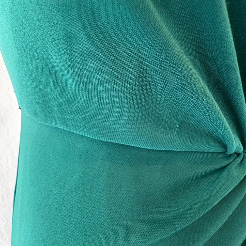 🦄 NWT Mac Duggal Sz 2 Emerald Ruched Long Slit One Shoulder Dress 67858 - Picture 3 of 9